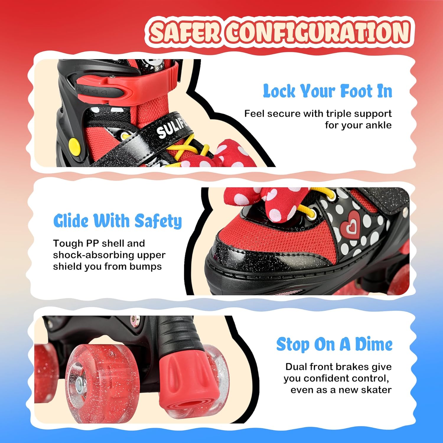 Thumbnail 3 de SULIFEEL Roller Skates for Girls (Ages 3–12) – Adjustable Quad Skates with Light-Up Wheels