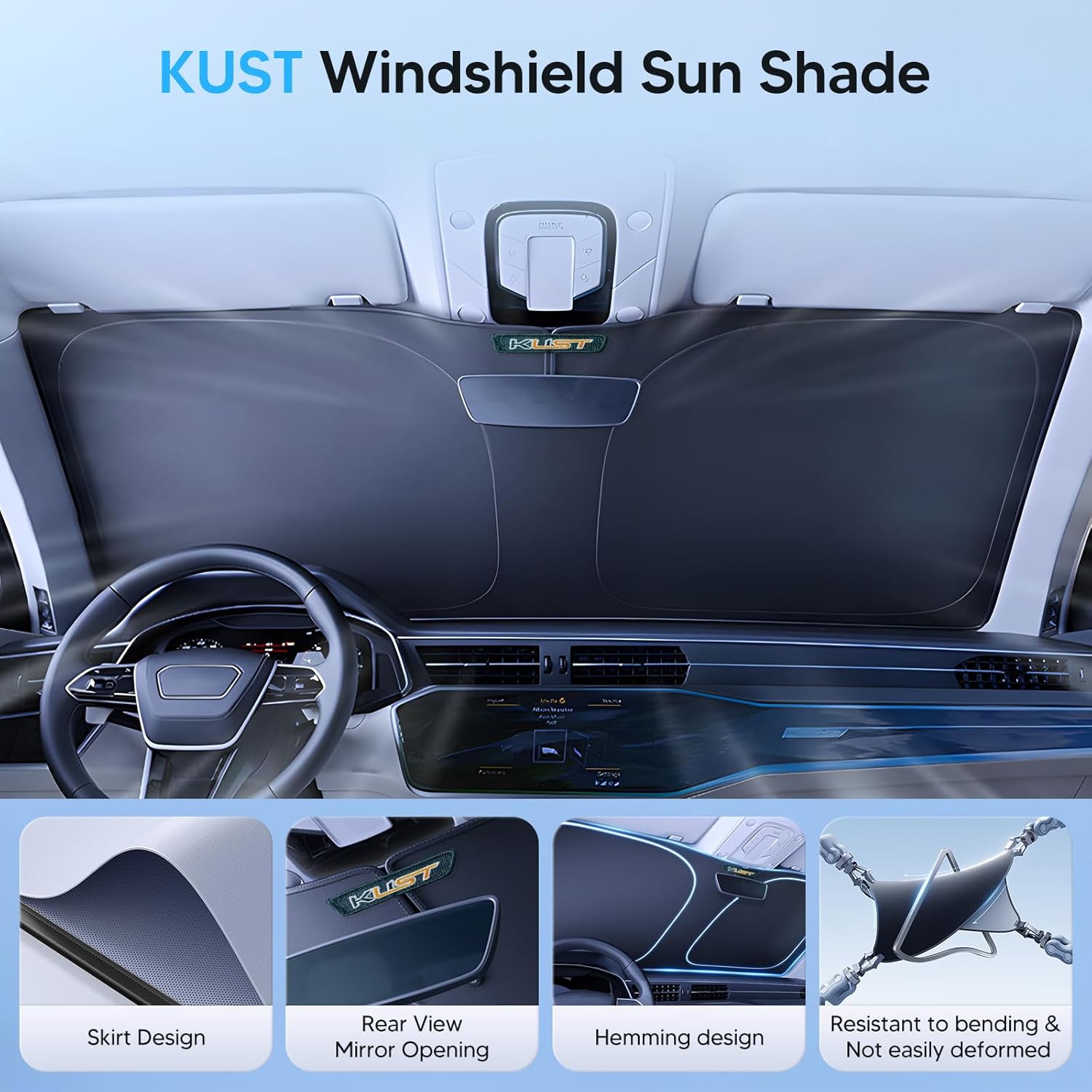 Detalle de KUST Windshield Sun Shade for Honda CR-V (2023-2026) — Custom Fit, UV Block & Heat Reduction