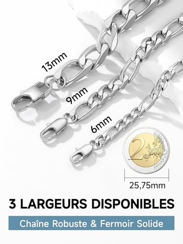 Thumbnail 7 de PROSTEEL Gourmette Homme 19 cm – Bracelet Figaro en Acier Inoxydable 6 mm