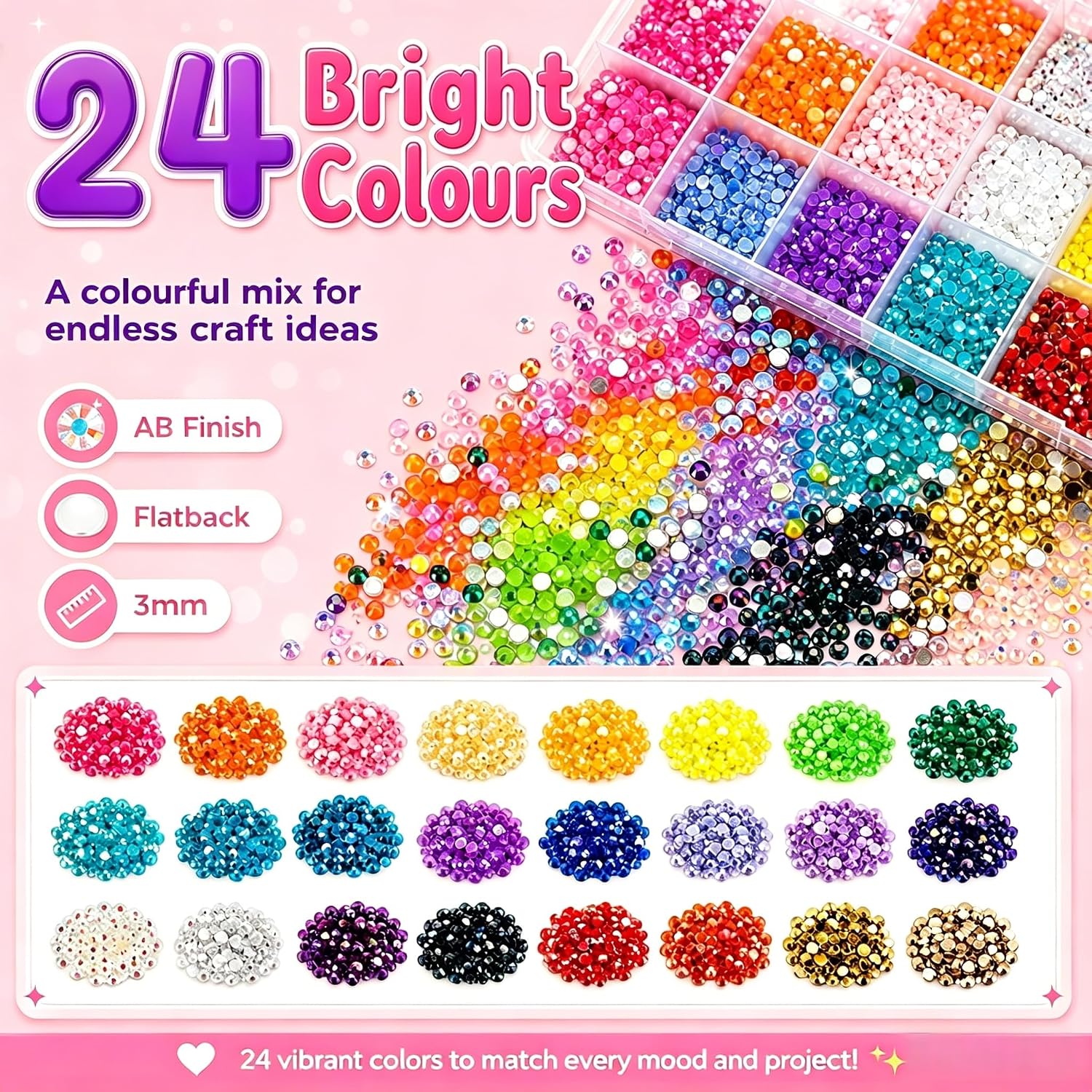 Thumbnail 2 de Fournine 40,000 Pcs Resin Jelly Rhinestones Kit – 3mm Multicolor Flatback with B7000 Glue