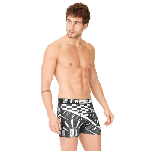 Detalle de FREEGUN Caleçon Boxer Homme Sport – Lot de 5 Noir, 2XL