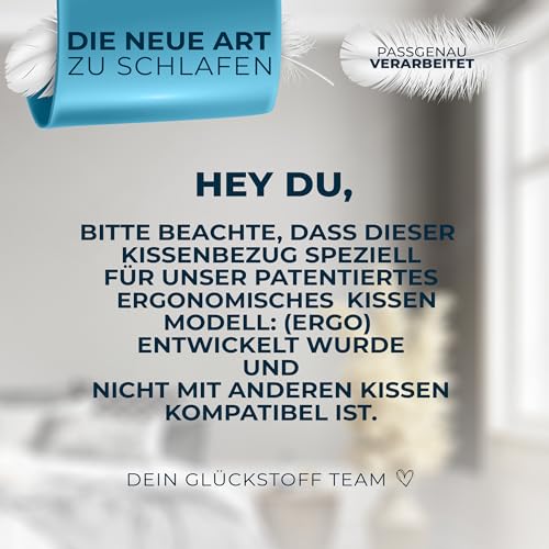Detalle de Glückstoff Ergo Kissenbezug für ergonomisches Kissen – Bambusfaser & Spandex, Weiß