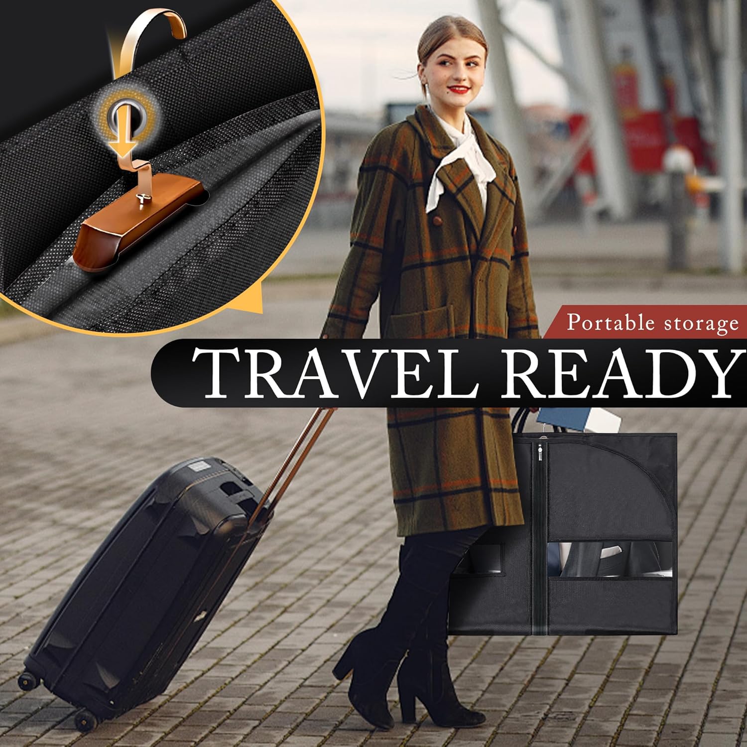 Thumbnail 2 de Hleelomi 5-Pack 40-inch Suit Bag Garment Bag with Zipper & Clear Window (Black)