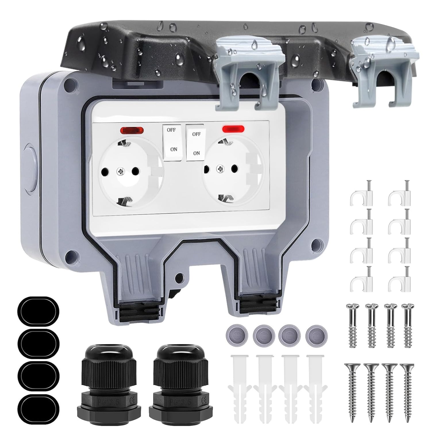 Detalle de Außensteckdose IP66 mit Schalter 2,5 mm²