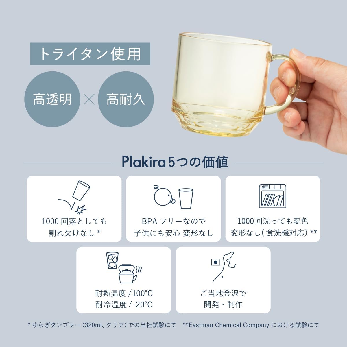 Detalle de プラキラ PM101_340SM マグカップ 340ml スモーク トライタン樹脂製・食洗機対応