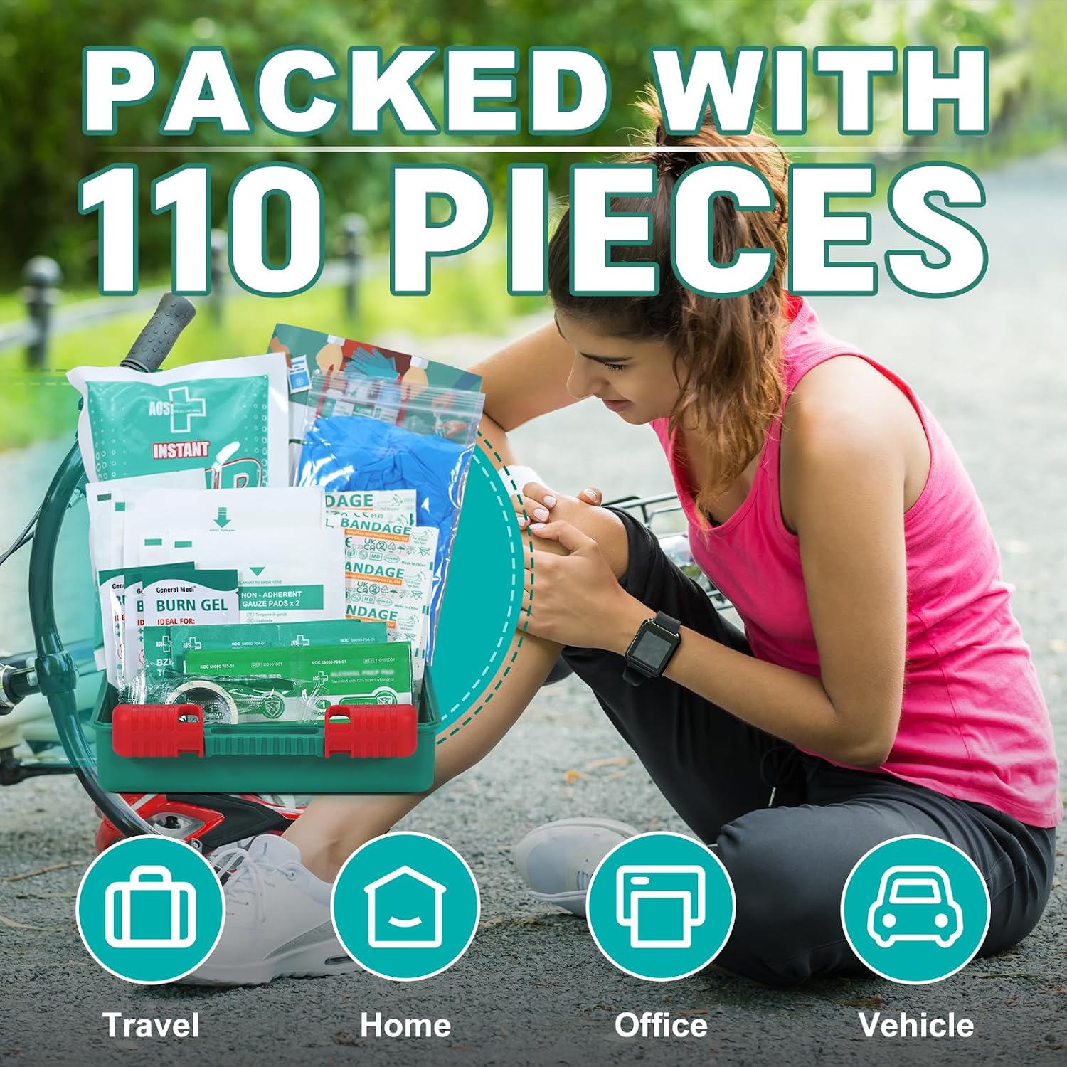 Thumbnail 3 de General Medi 295 Pieces Professional First Aid Kit – HardCase with Hospital-Grade Supplies for Travel, Home, Office, Vehicle, and Outdoor Use