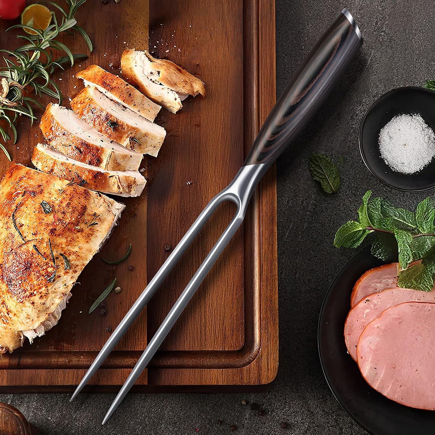 Detalle 2 de HOSHANHO 7-Inch Meat Fork — Razor-Sharp Double-Prong Carving Fork for Meat