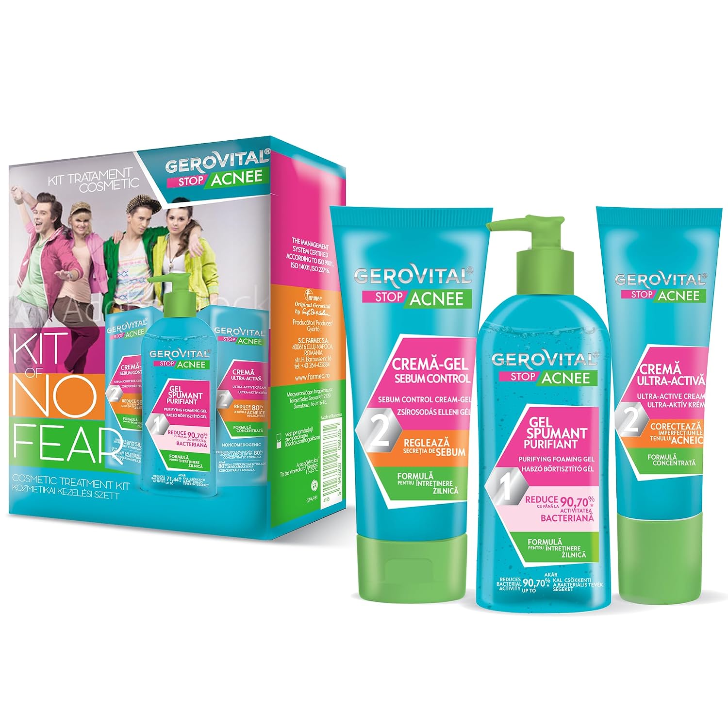 Detalle de GEROVITAL Stop Acnee Pflegeset für unreine Haut (Reinigungsgel, Sebum-Control Gel-Creme, Ultra-Aktiv Pflege)