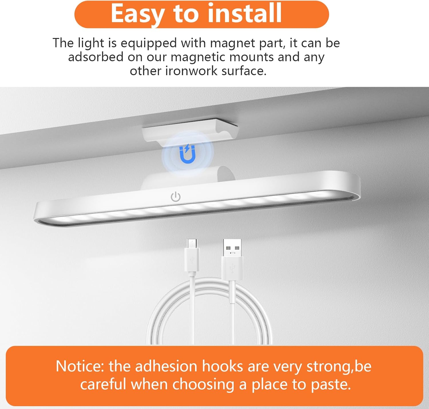 Thumbnail 6 de TOPPLEE Luce LED sottopensile magnetica ricaricabile con controllo touch e batteria 2500 mAh