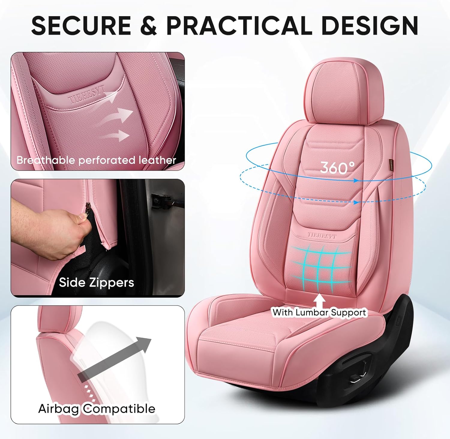 Thumbnail 6 de TIEHESYT Pink Car Seat Covers Full Set 6in Stretch