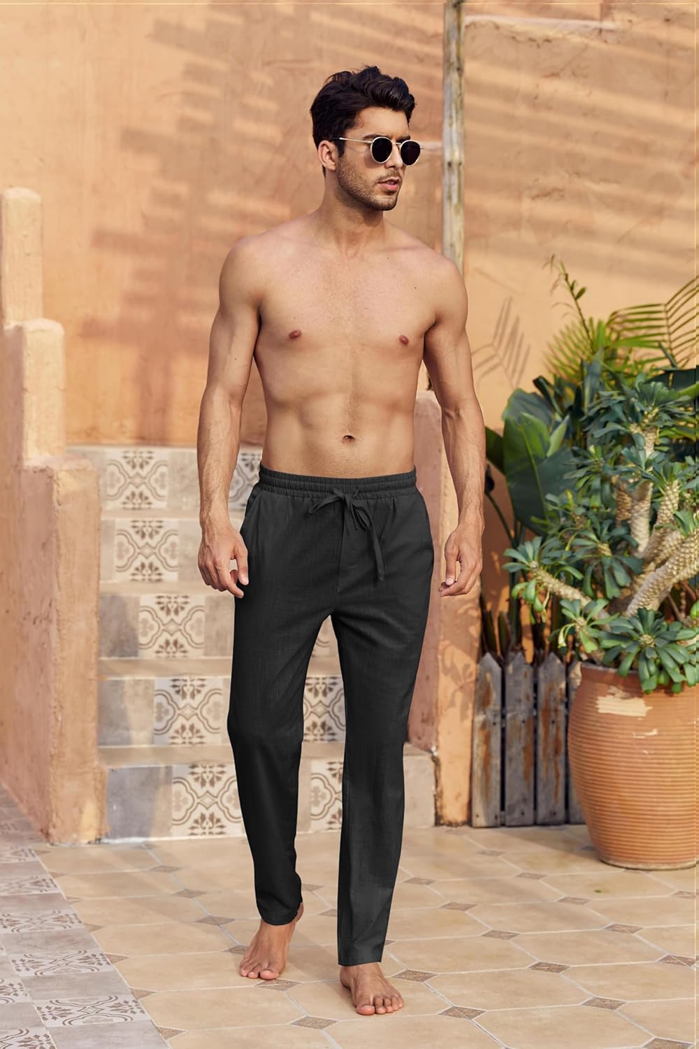 Thumbnail 2 de Runcati Herren Leinenhose aus Baumwolle-Leinen (70%/30%) mit Kordelzug – Loose Fit Sommerhose für Urlaub & Alltag