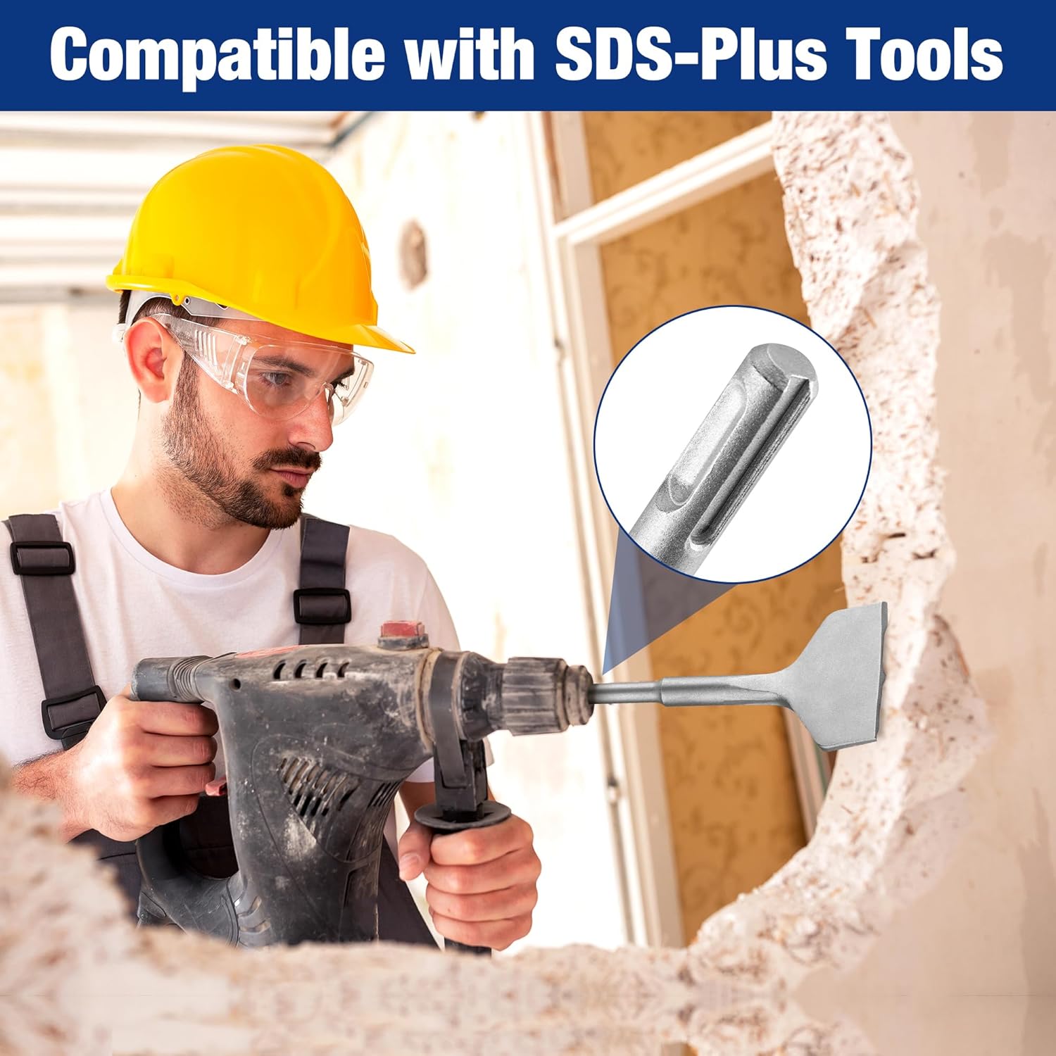 Thumbnail 3 de WORKPRO Scalpello SDS Plus per Piastrelle 165x75 mm – Punta piatta professionale per pavimenti e rivestimenti