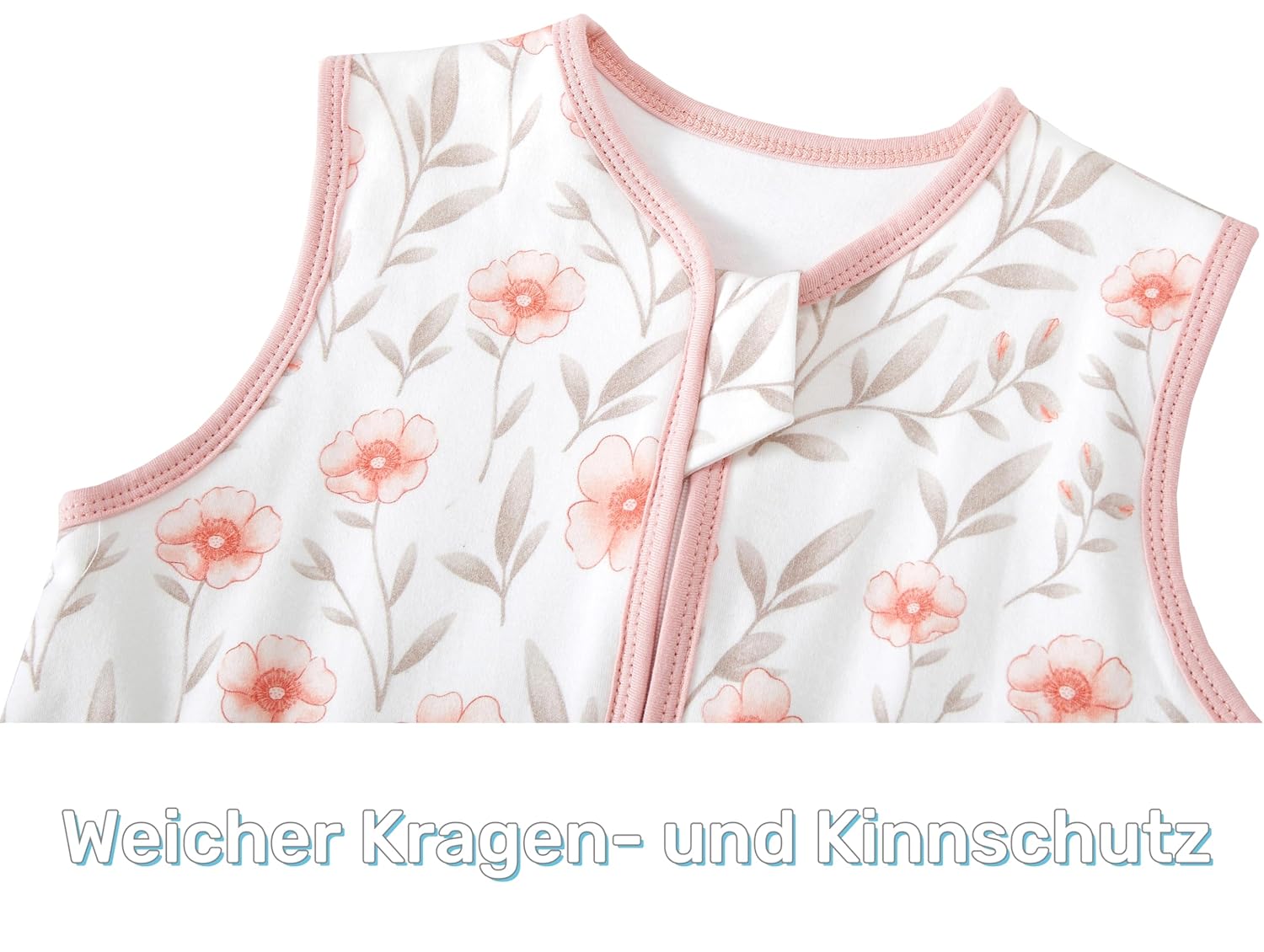 Detalle de Chilsuessy 2er Pack Baby-Schlafsack Sommer mit Füßen, 1 Tog, 100% Baumwolle, Rosa Blumen – Größe 90 cm (Höhe 100–110 cm)