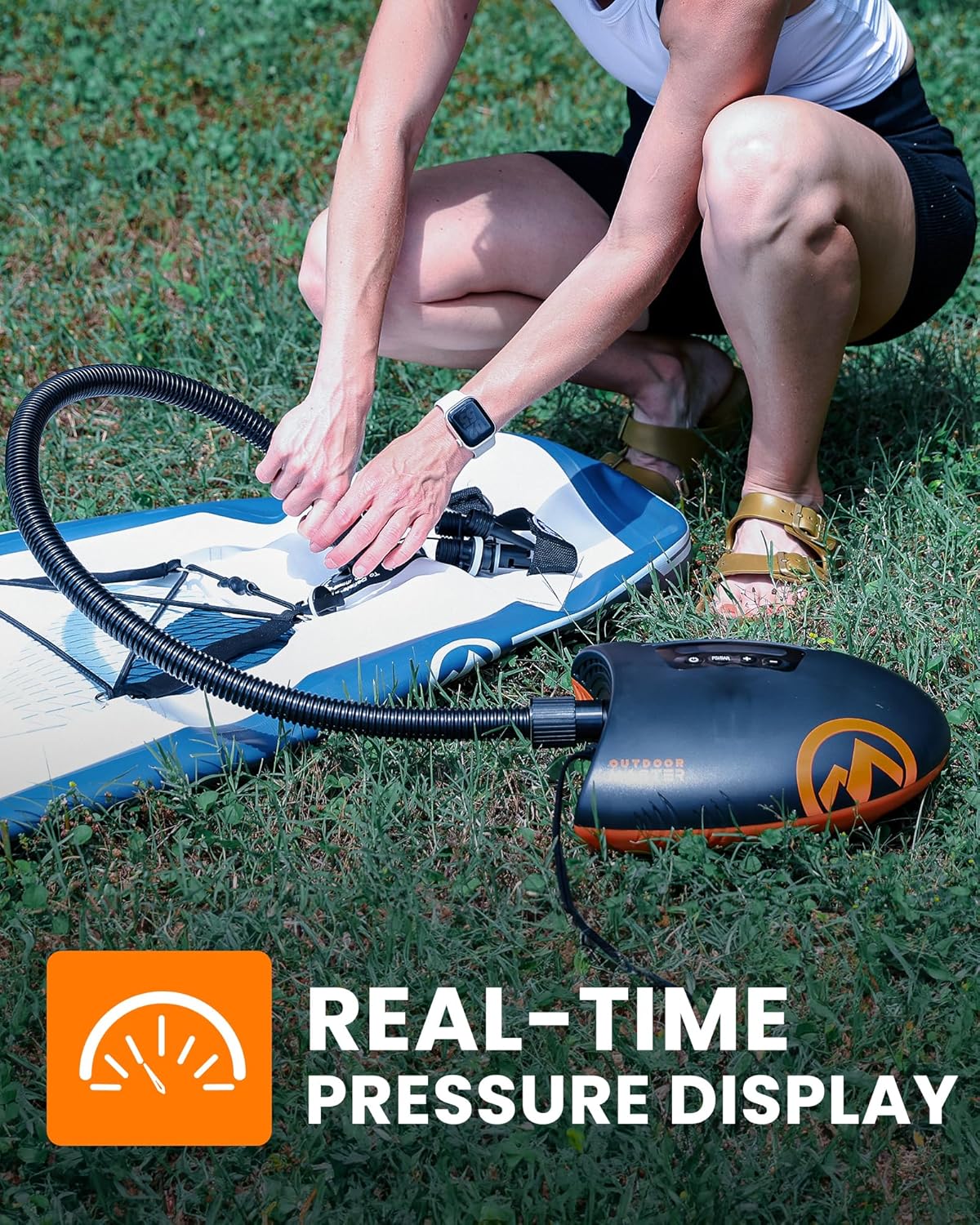 Thumbnail 4 de OutdoorMaster Shark 20PSI High Pressure SUP Air Pump – Intelligent Dual Stage Inflation with Auto-Off