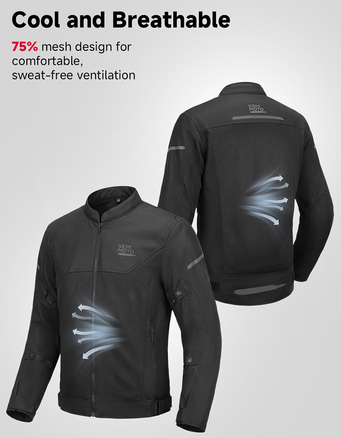 Thumbnail 1 de KEMIMOTO Motorcycle Jacket for Men with CE Armor and ESA Rebound Mesh