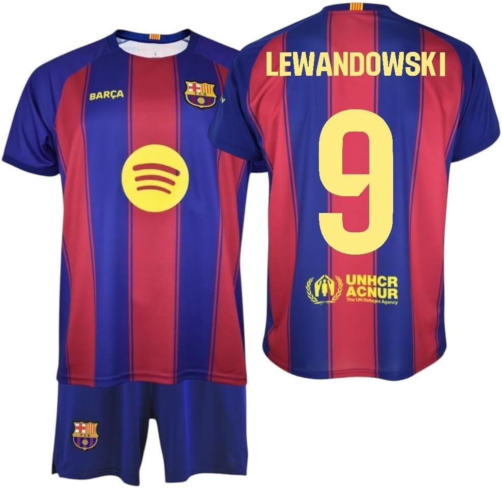 Detalle de FC Barcelona 25/26 – dziecięcy zestaw Lewandowski 9, koszulka i szorty
