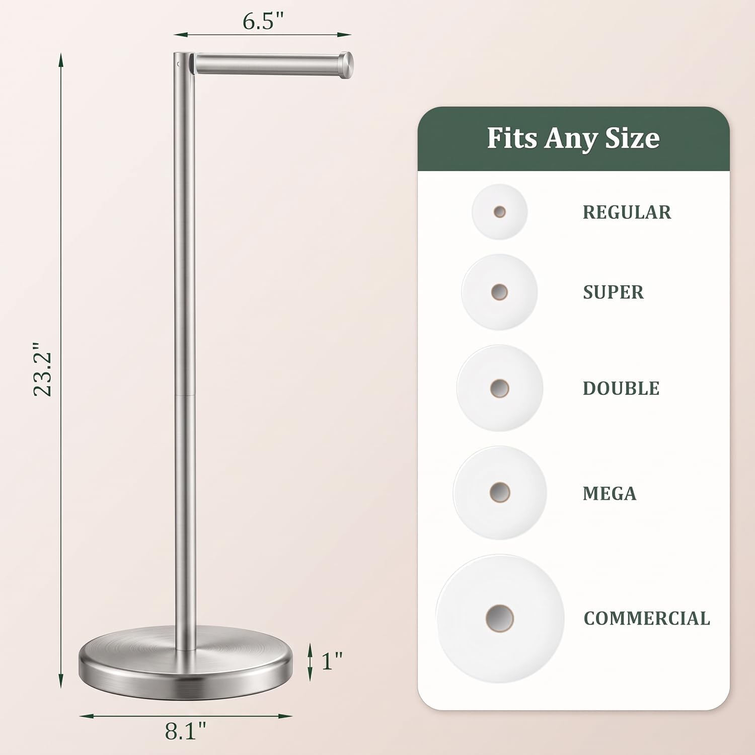 Thumbnail 3 de Evolvegoods EV1080N Freestanding Toilet Paper Holder, Brushed Nickel, 5-Roll Storage