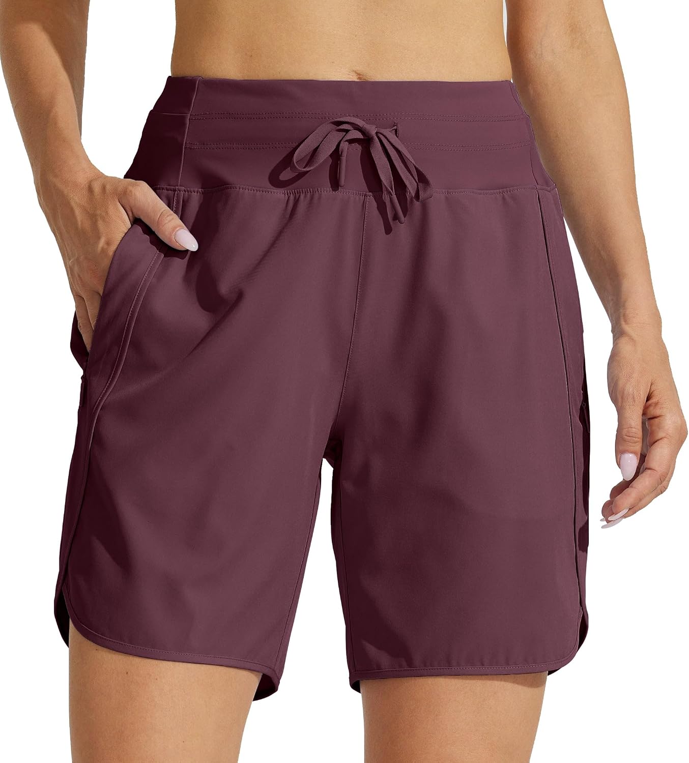 Detalle de WILLIT Damen Shorts Sporthose Kurz High Waist – Schnelltrocknend, 3 Reißverschlusstaschen, 7"-Inseam