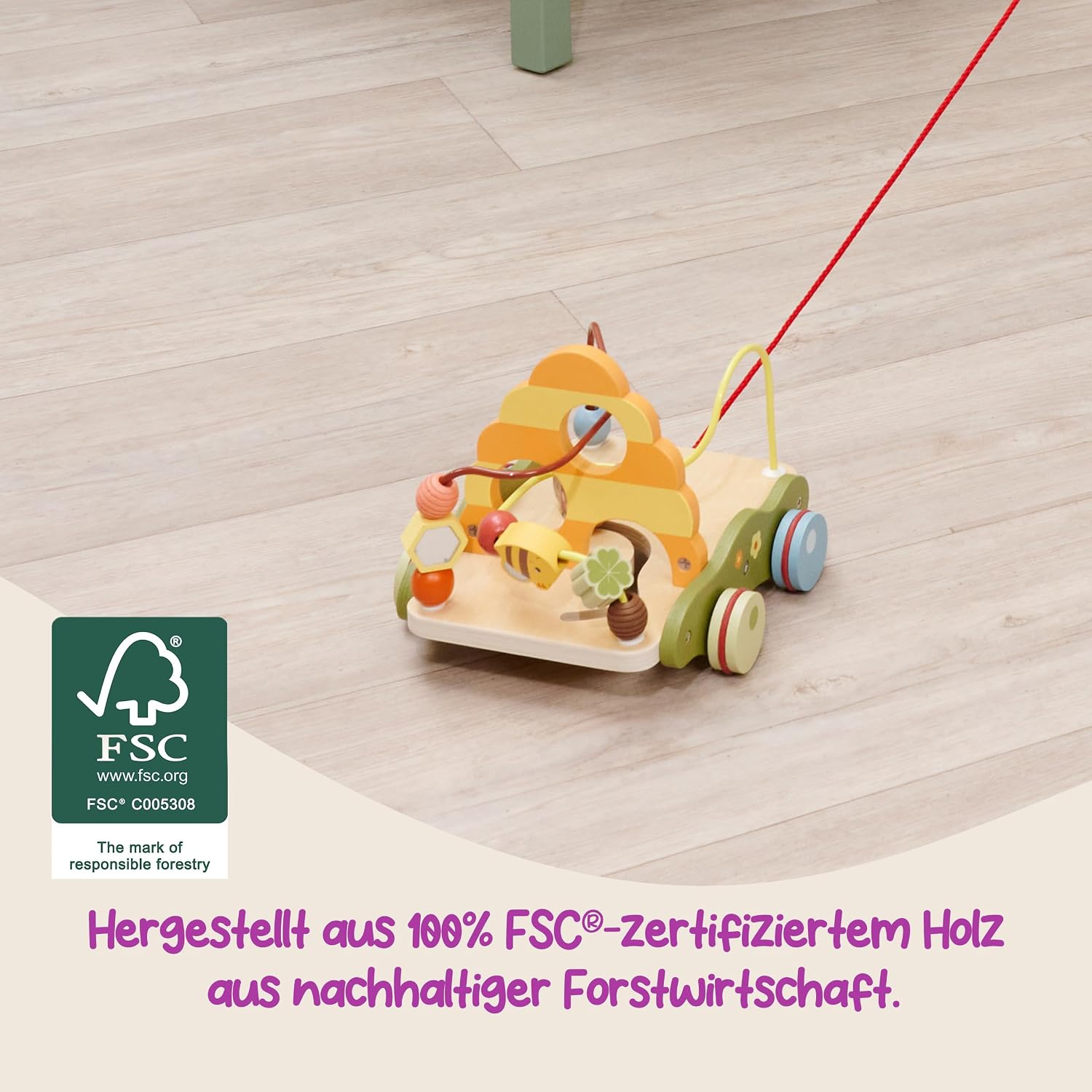 Thumbnail 4 de Eichhorn Nachziehwagen mit Motorik- und Schiebespiel – fördern die ersten Schritte