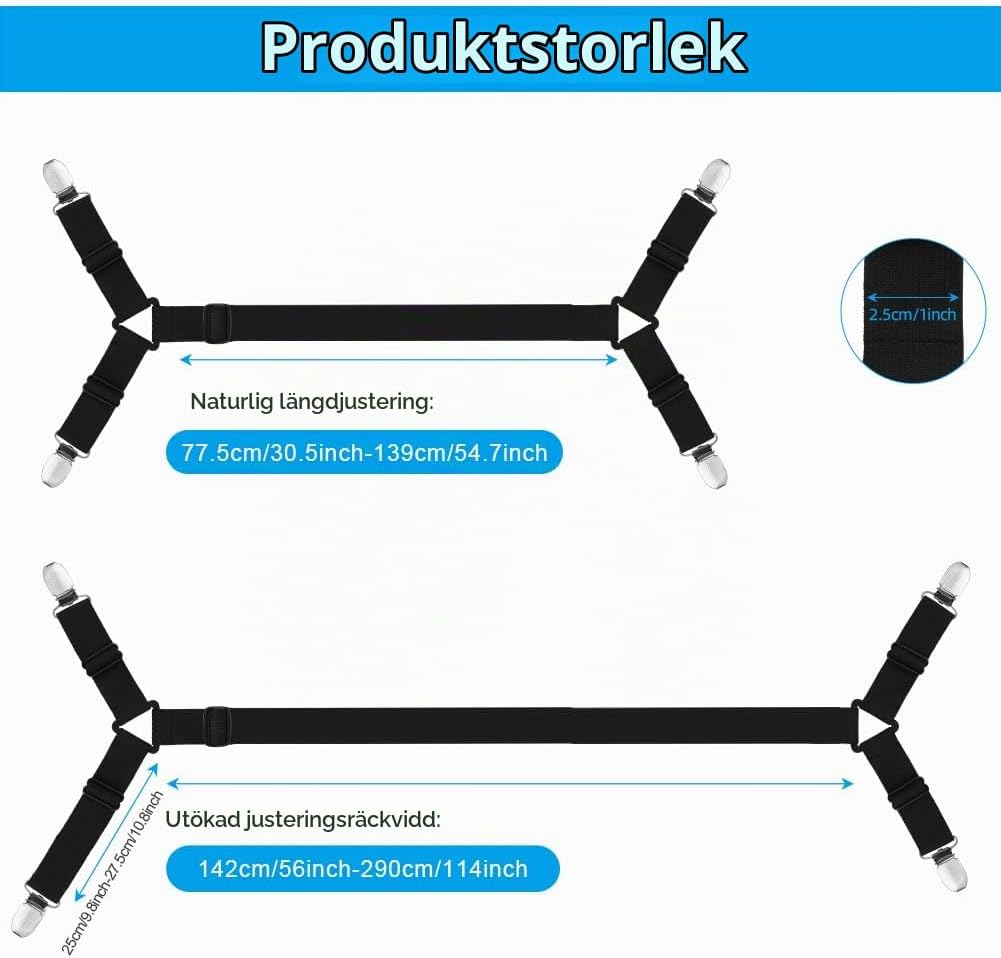 Detalle de AUAUY M1-3668256 lakanhållare, justerbara remmar med metallklämmor