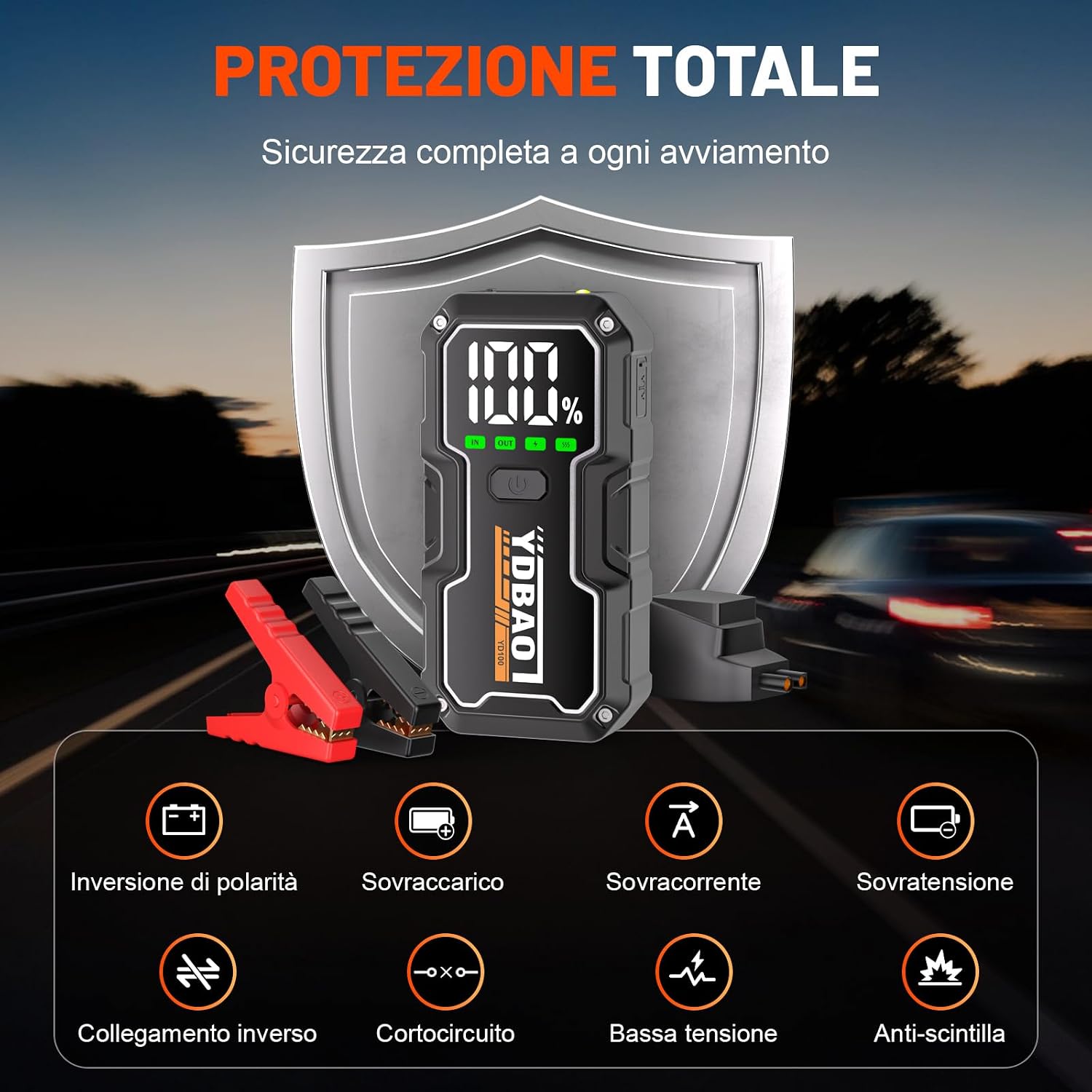Thumbnail 6 de YDBAO Avviatore Batteria Auto 8000A: Avviatore di Emergenza 12V con Power Bank, Display LCD e Torcia LED