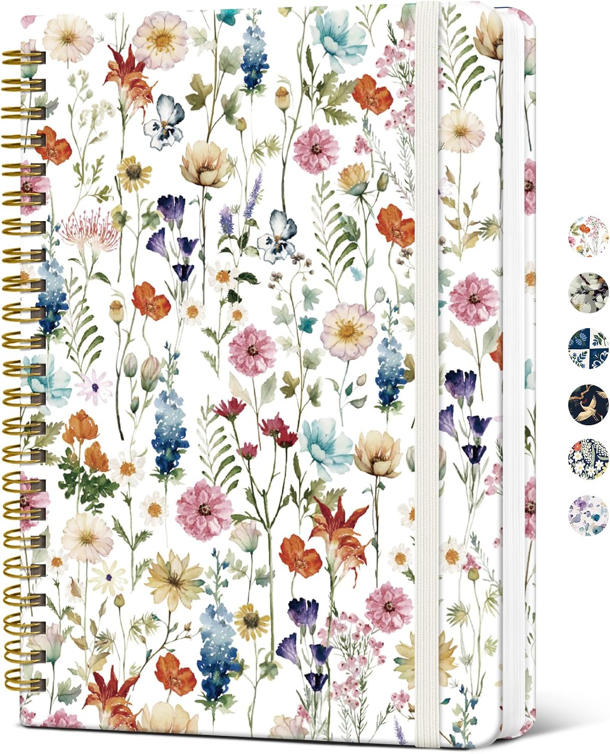 Detalle de Taja A5 Floral Spiral Journal, Hardcover, 140 Lined Pages