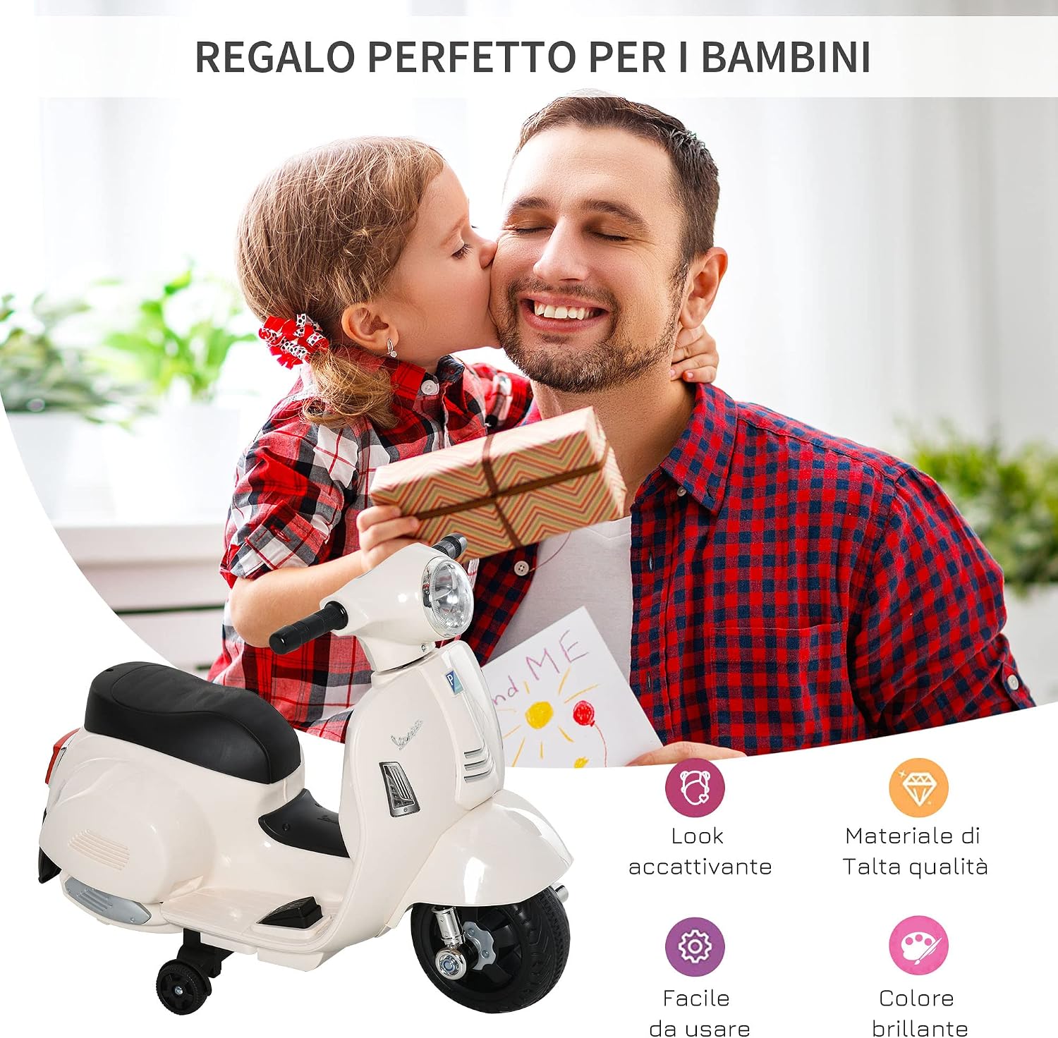 Detalle de HOMCOM Moto elettrica per bambini Vespa 6V, 18–36 mesi
