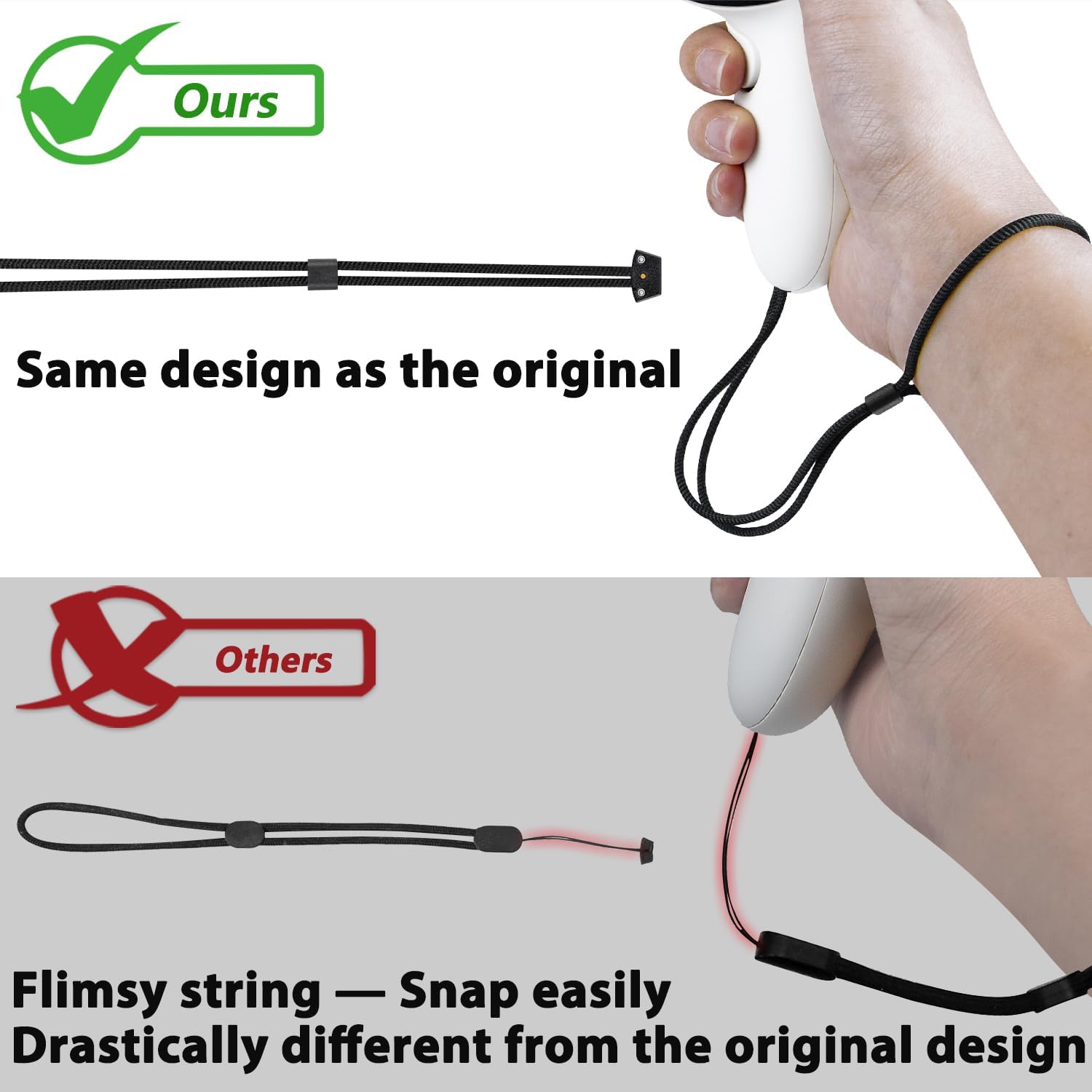 Detalle de SOULWIT replacement wrist straps (1 pair) for Quest 3 / Quest 3S – adjustable DIY hand straps, black