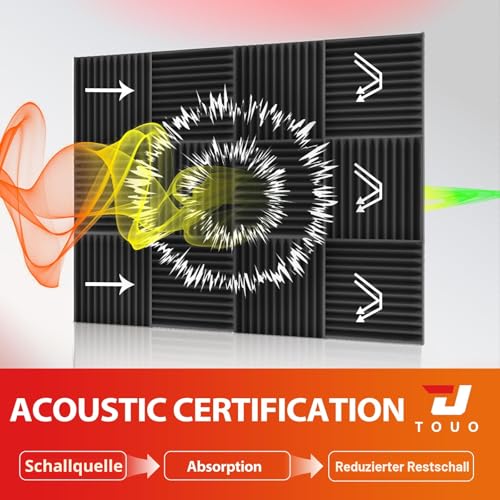 Thumbnail 2 de TOUO Akustikplatten – Hochdichte Keil-Akustikschaumstoffplatten, 30,5 x 30,5 x 2,5 cm, schwarz