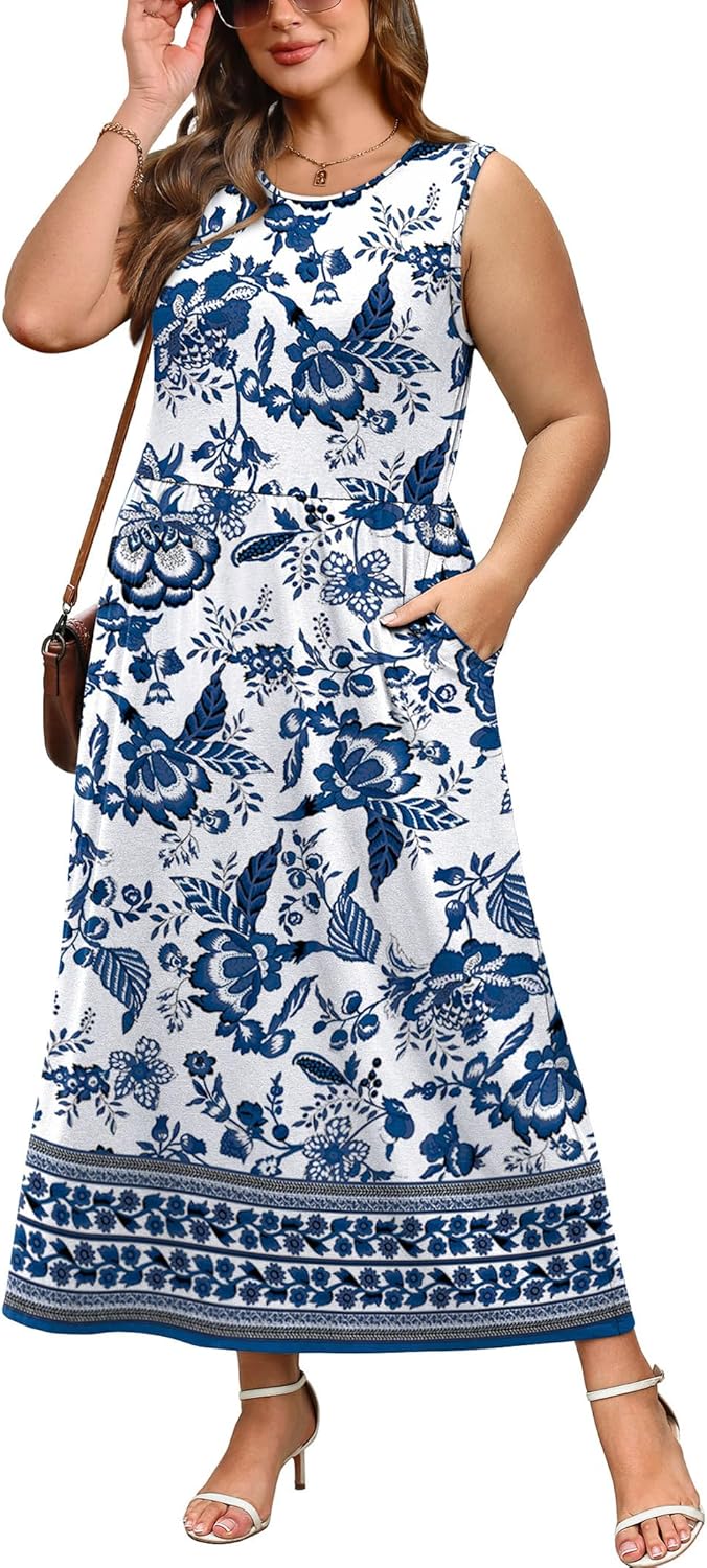 Thumbnail 3 de WIHOLL Summer Maxi Dress for Women 2026 with Elastic Waist and Pockets
