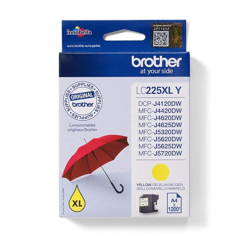 Detalle de Cartucho de tinta Brother LC225XLY amarillo (pack individual) 1200 páginas