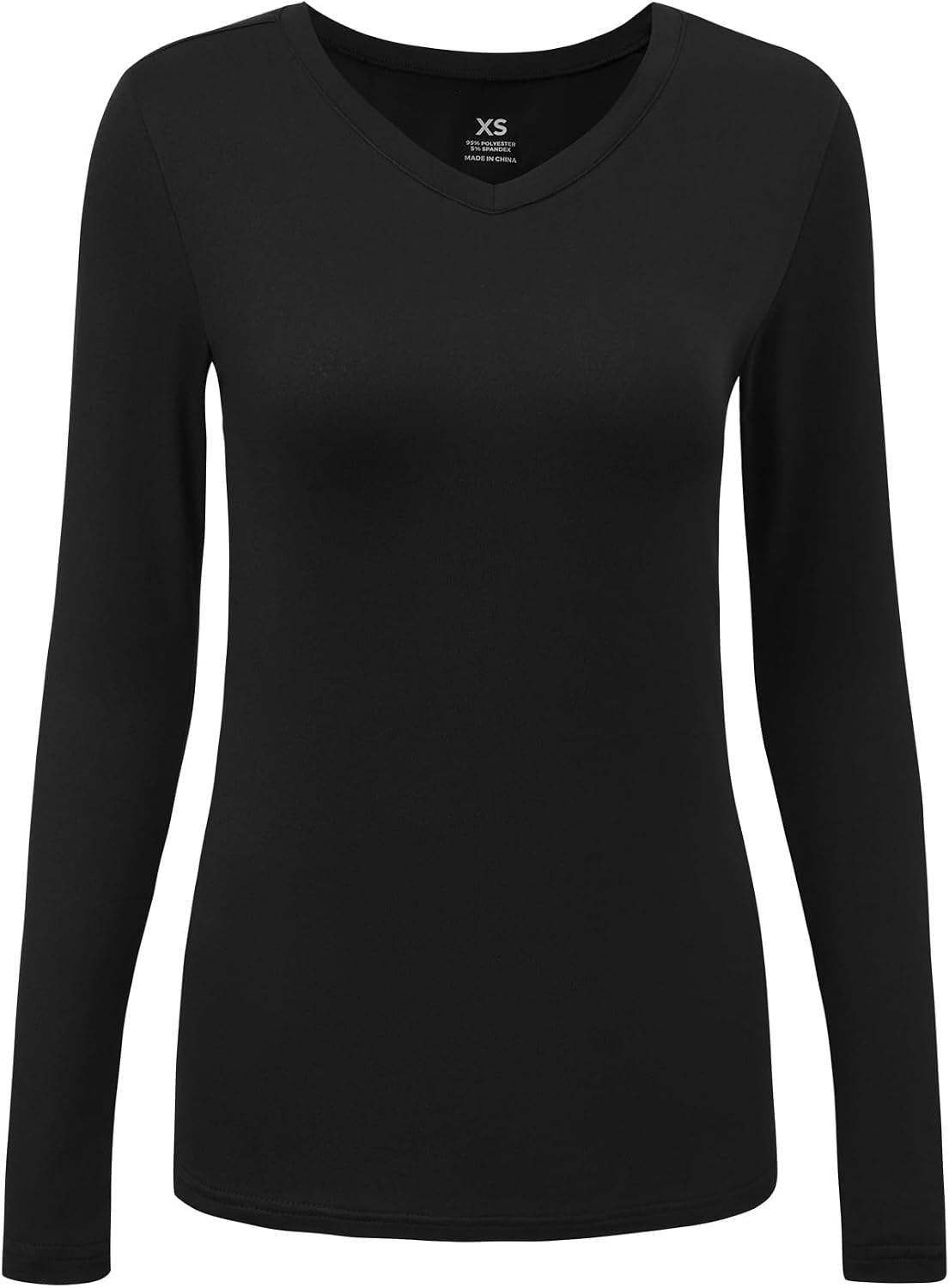 Detalle de COZYFIT Women’s V-Neck Long-Sleeve Underscrub Tee, 95% Polyester Blend