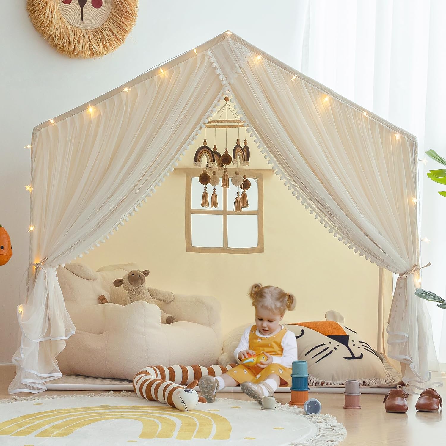 Detalle de Kids Play Tent with Padded Mat (Princess Castle) — Indoor Playhouse for Toddlers