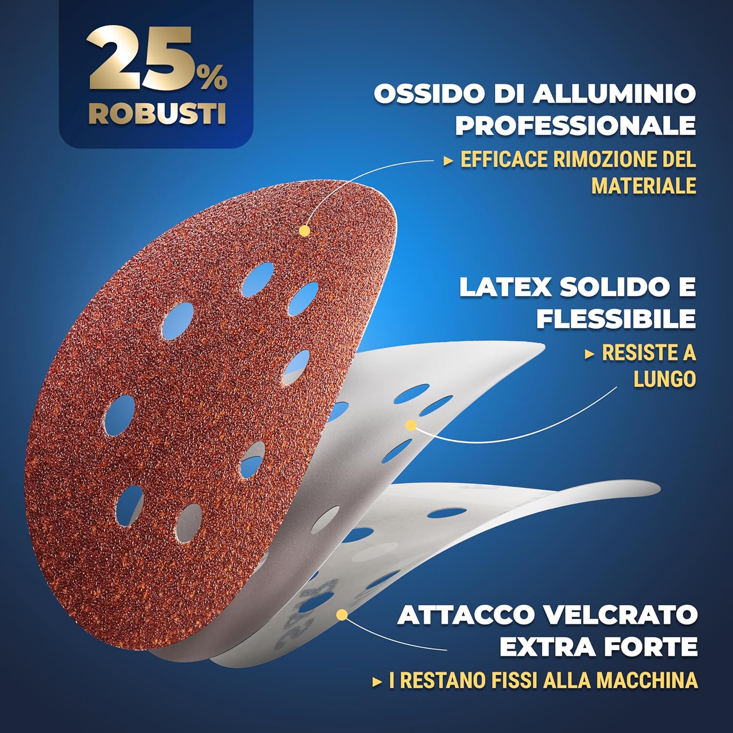 Thumbnail 3 de S&R Dischi Abrasivi 125 mm Carta Vetrata Levigatrice — Set 60 pezzi, grane 40/60/80/120/180/240 (8 fori) per levigatrice orbitale