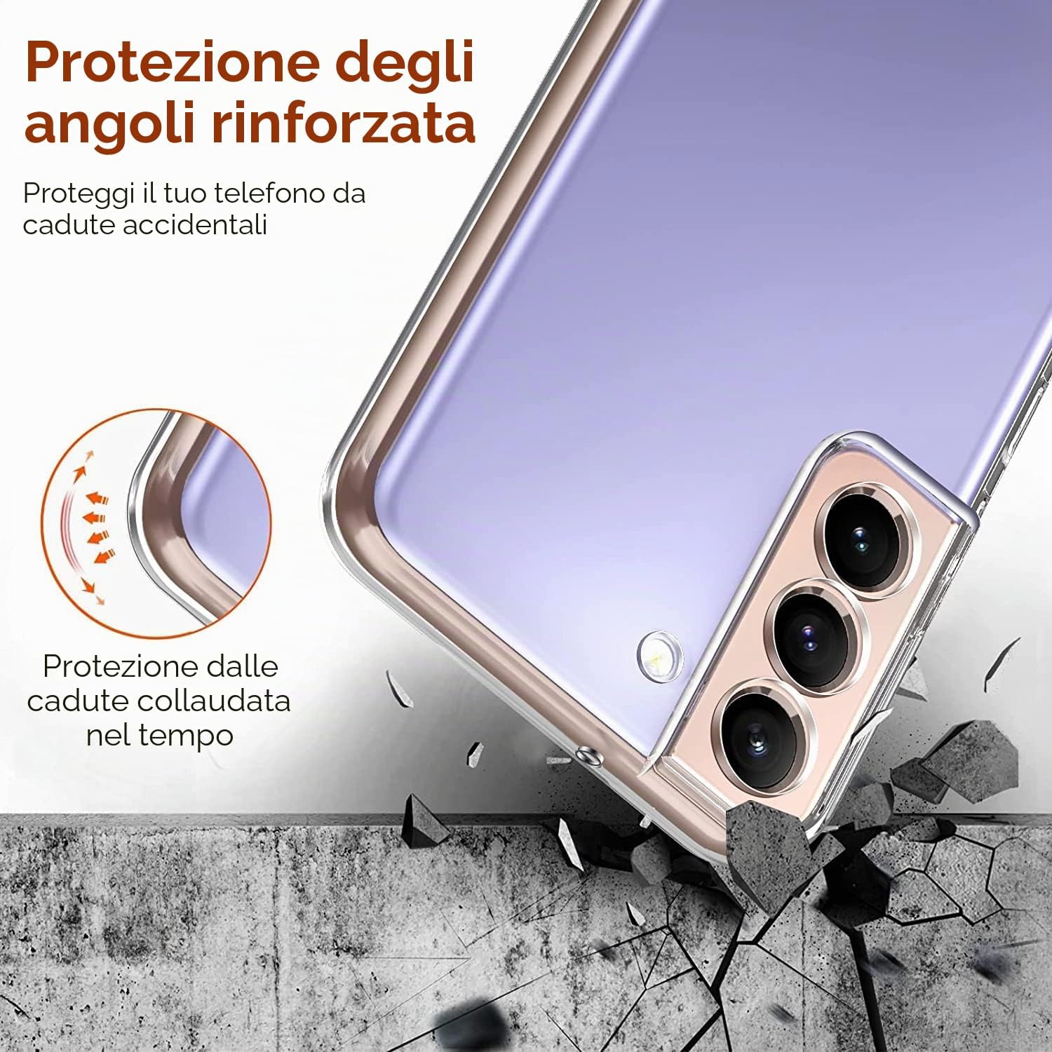 Detalle de iVoler Custodia Cover per Samsung Galaxy S22 5G/4G con 2 Pellicole in Vetro Temperato – Trasparente, Ultra Sottile e TPU Morbido