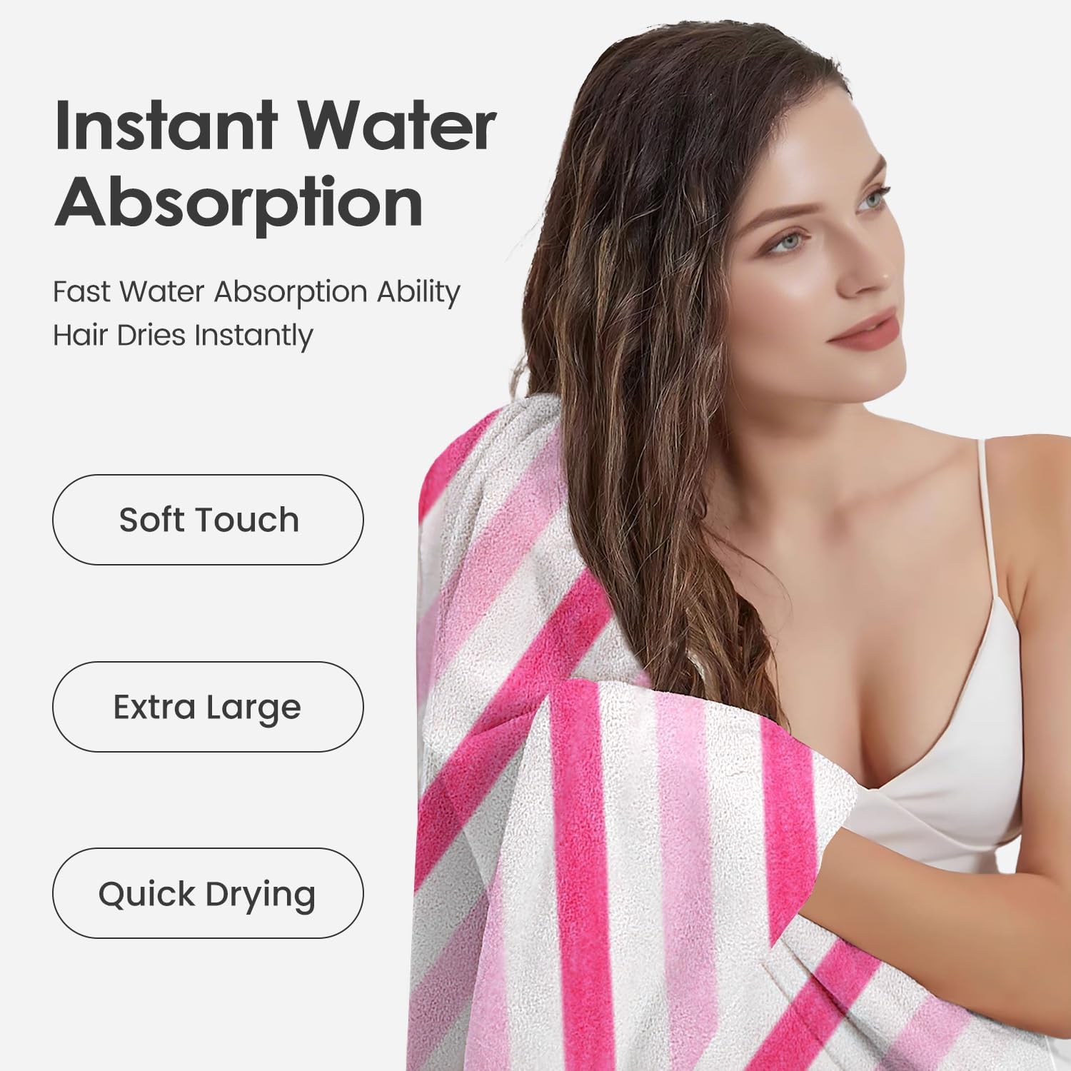 Thumbnail 4 de JML Microfiber Bath Towels 30" x 60" Pink