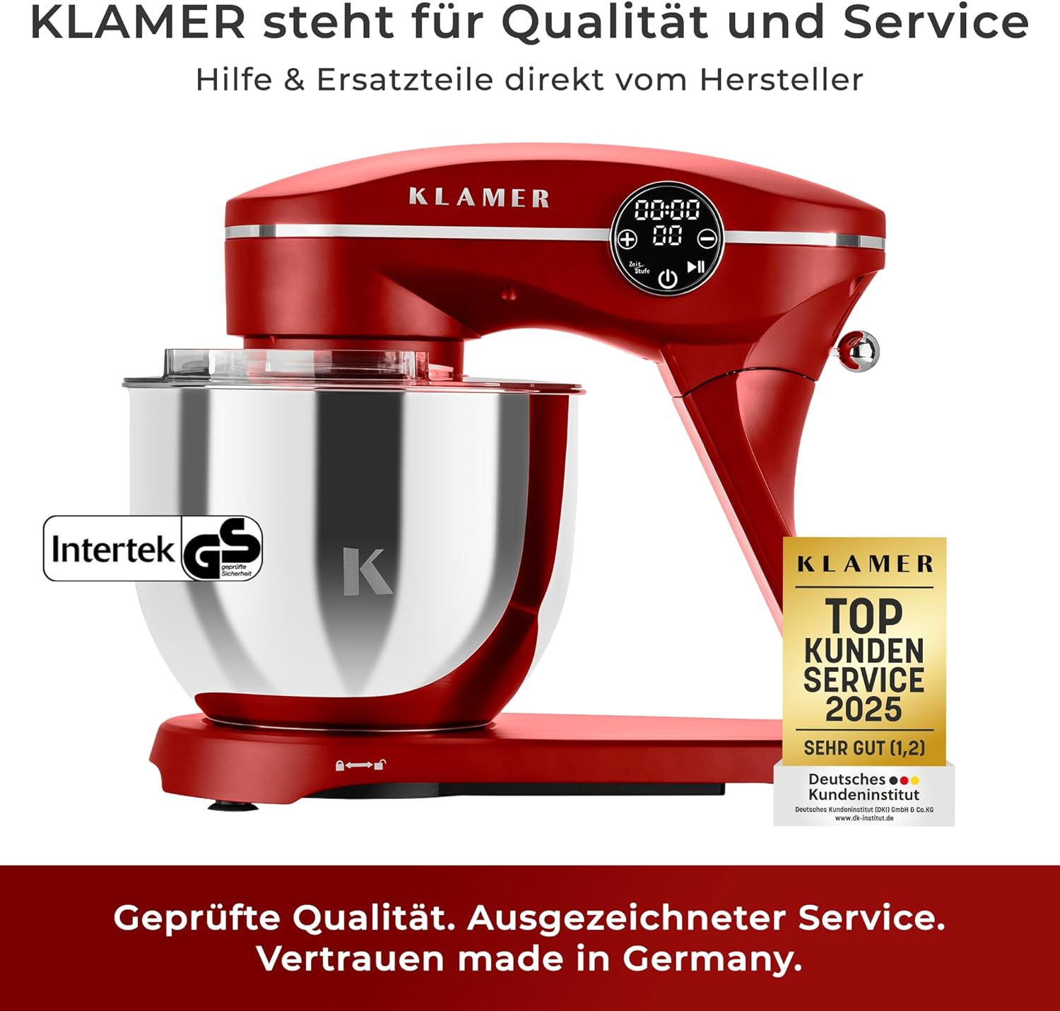 Thumbnail 1 de KLAMER Küchenmaschine 1800W – Knetmaschine für Brotteig mit 6-Liter-Edelstahl-Schüssel, Planetenrührwerk & Timer