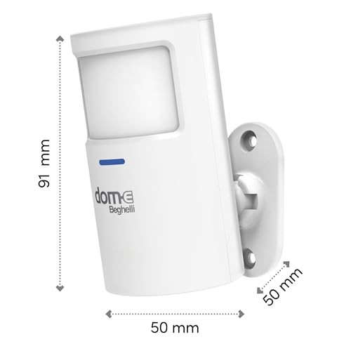 Detalle de Beghelli Sensore Volumetrico Wireless DOM‑E (Cod. 60105) – PIR, 110°/6 m, 2x AA