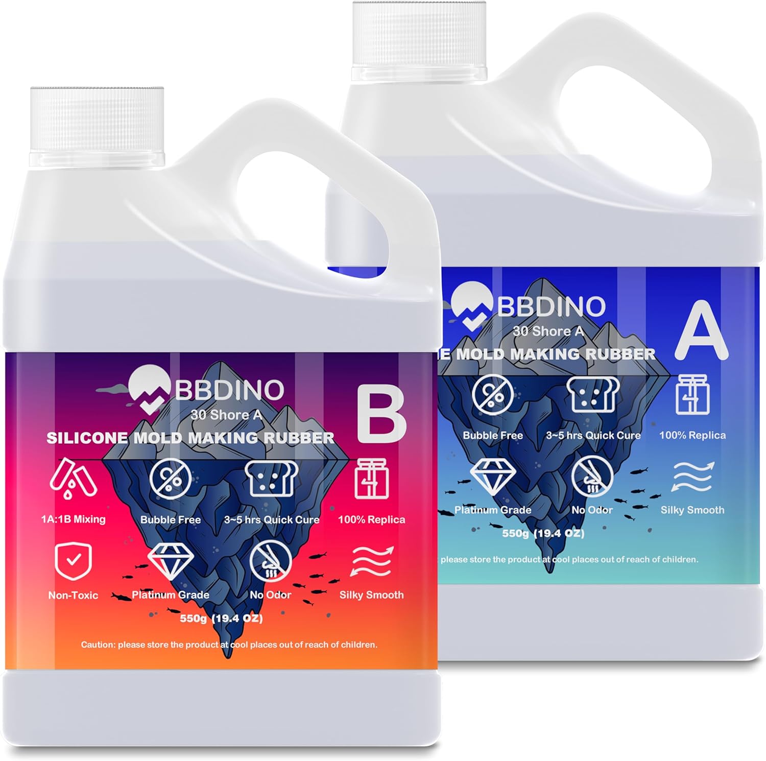 Detalle de BBDINO 30A シリコンモールド作成キット 1.10kg 半透明・1:1混合