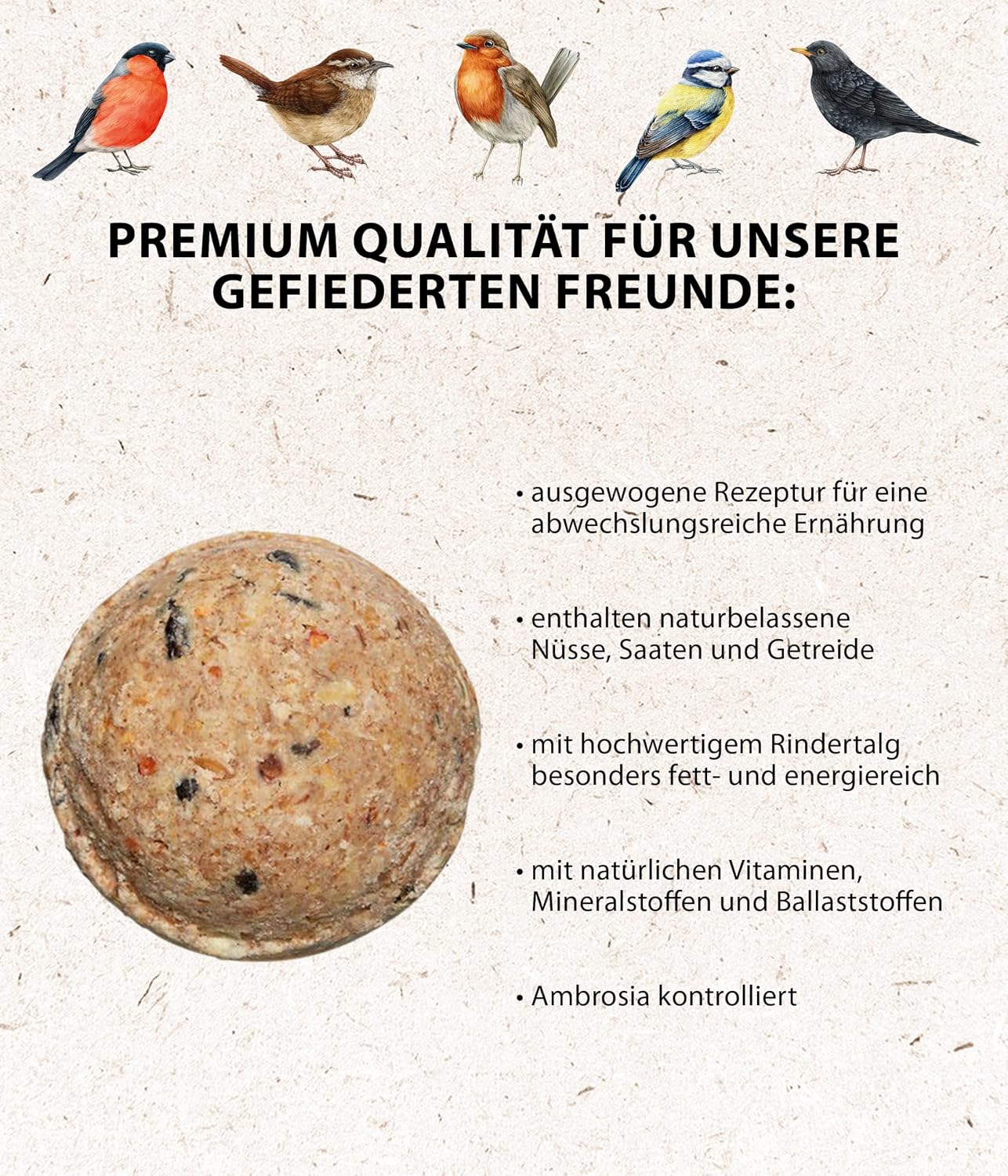 Thumbnail 4 de Dehner Natura Premium Meisenknödelsäule 4 Stück 🐦
