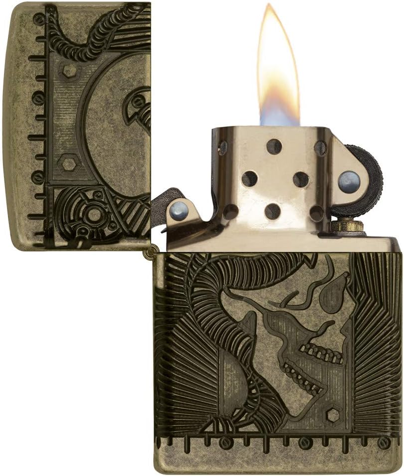 Thumbnail 2 de Zippo Briquet tempête – Crâne en Laiton Antique MultiCut – Rechargeable et Réutilisable