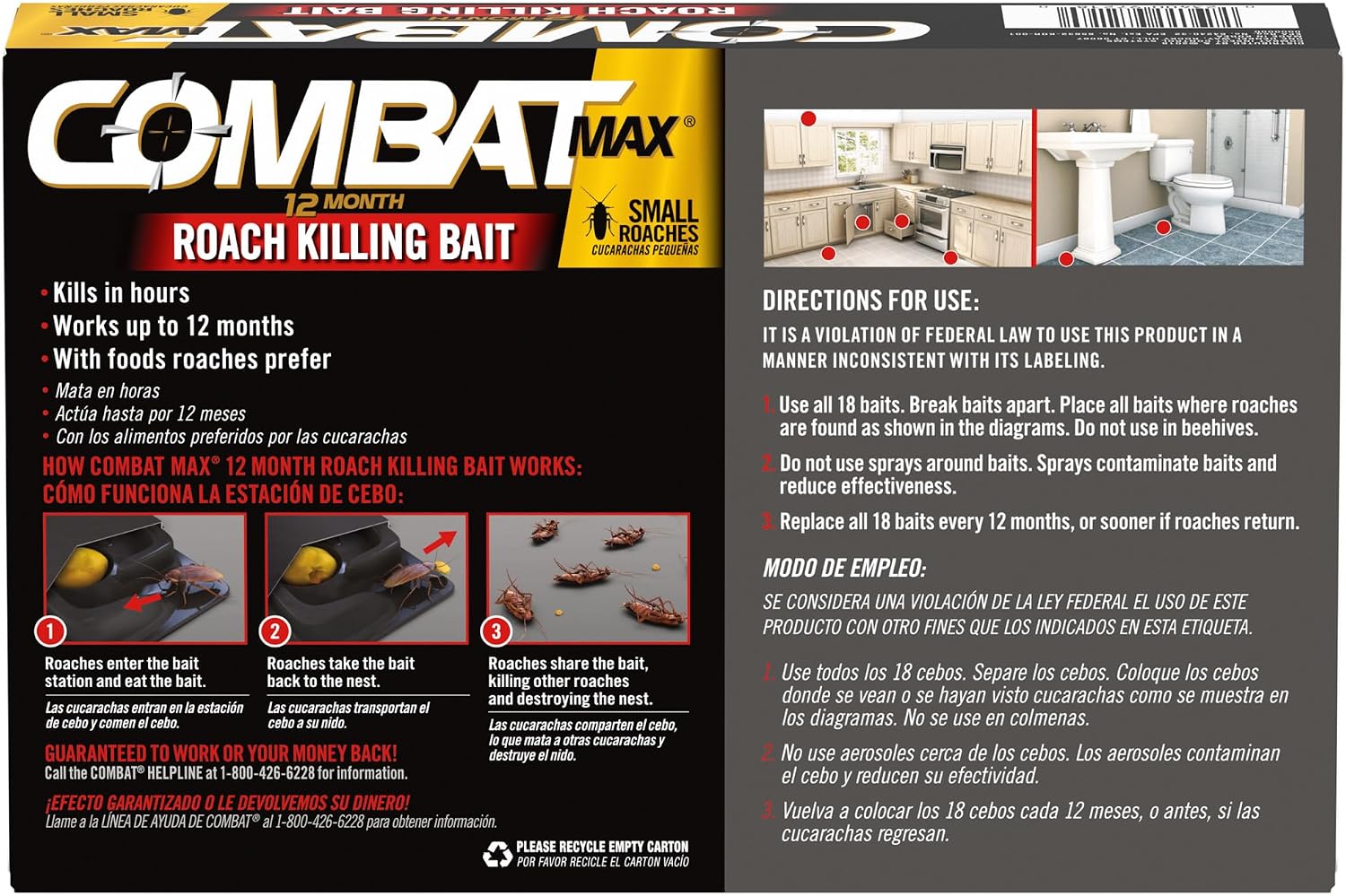 Thumbnail 5 de Combat Max 12 Month Roach Killing Bait, Small Roaches, 18 Count