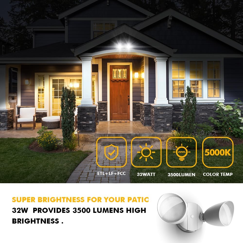 Detalle de LUTEC 6222W Dual-Head LED Floodlight, 3,500 Lumens, 5000K Outdoor