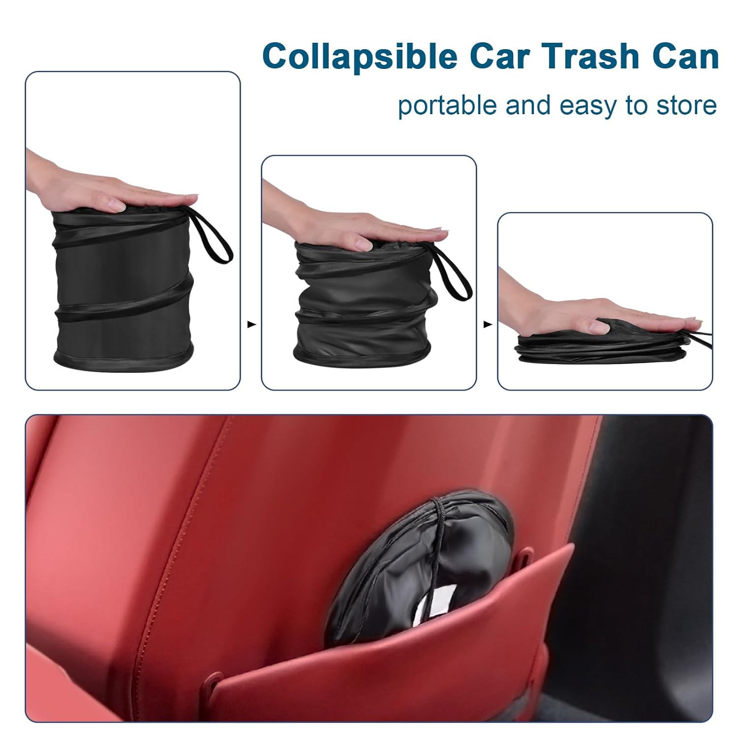 Detalle 2 de Kincown Car Trash Can: Mini Collapsible 2-Pack ๐