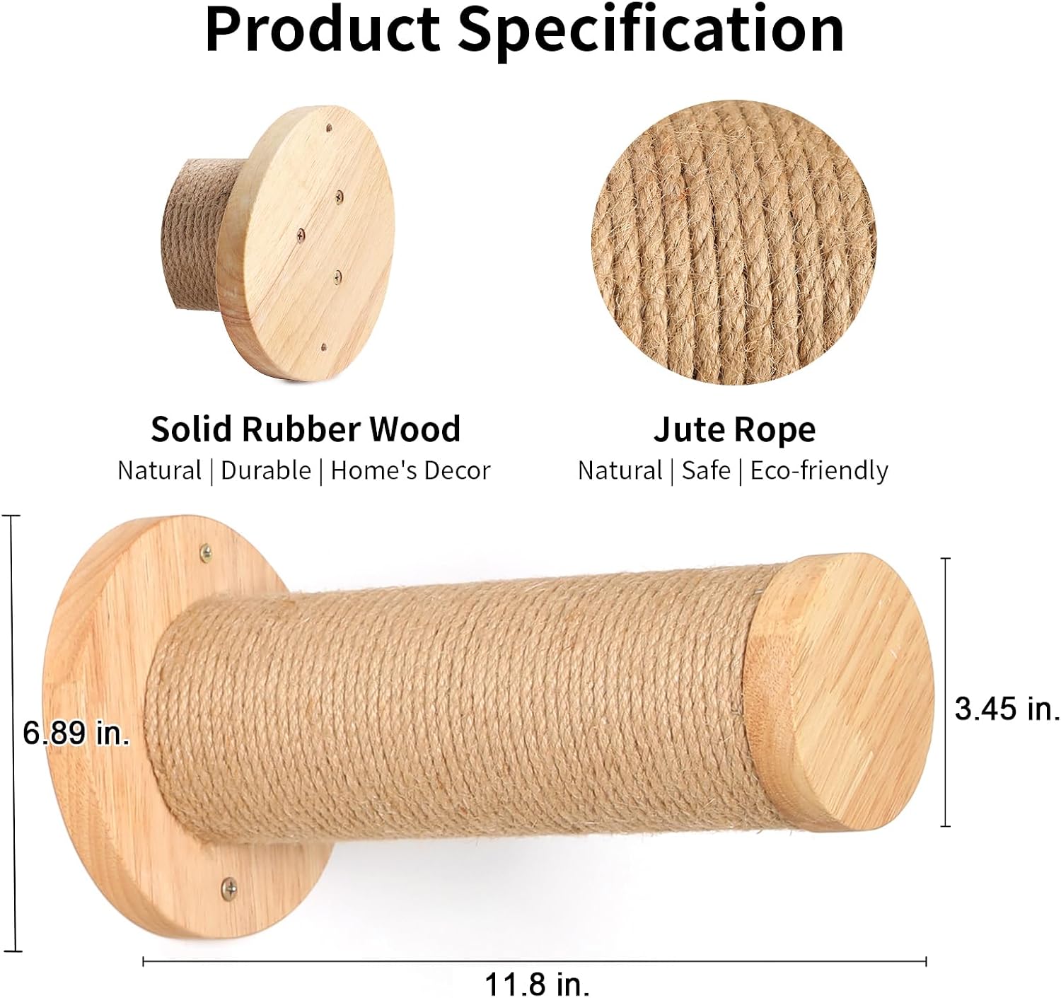 Detalle de FUKUMARU Meuble Mural pour Chat – Marche d'escalade 30 cm, lot de 2, avec grattage en jute
