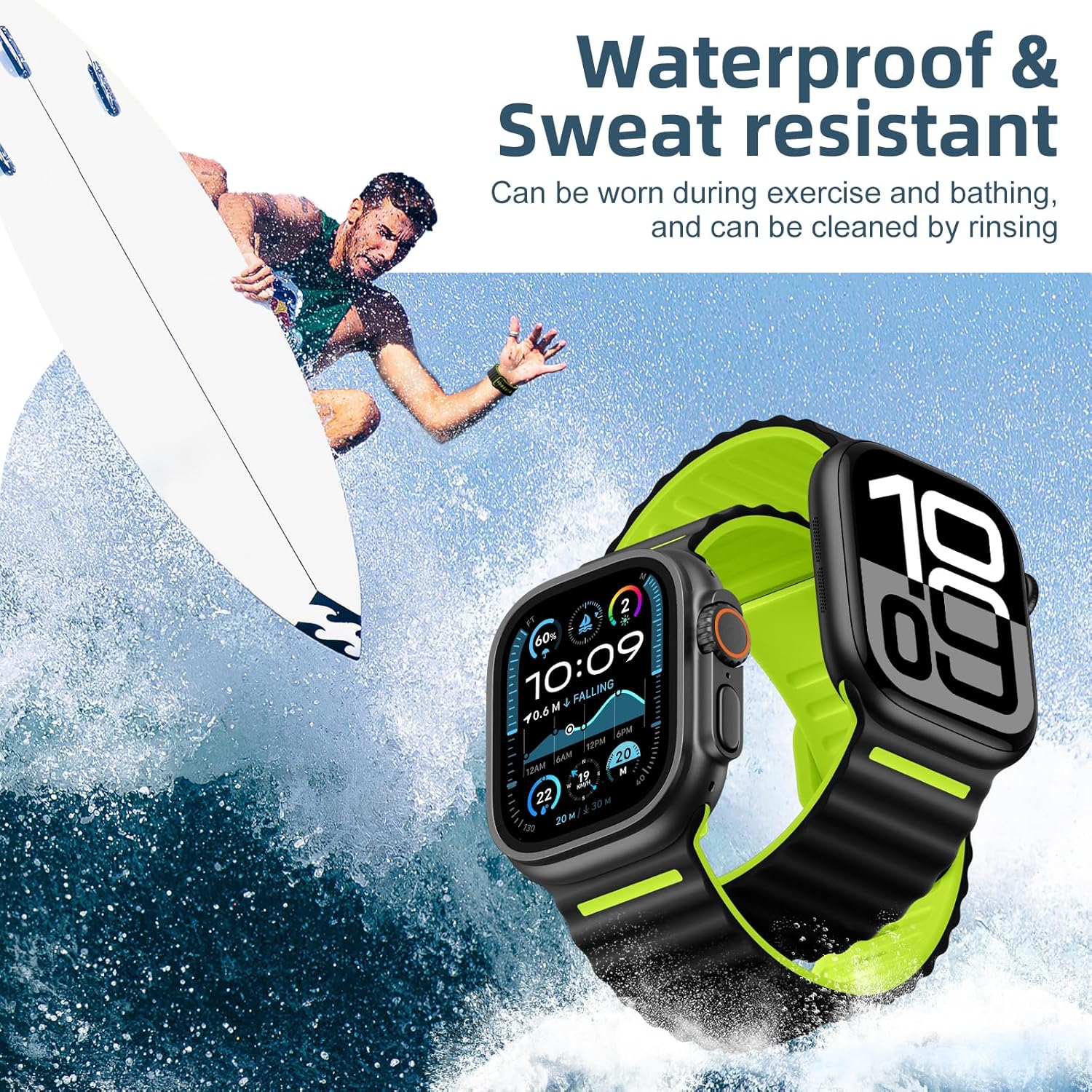 Thumbnail 4 de Mastten Sports Straps compatible with Apple Watch Ultra 3 (49mm) and Apple Watch models 46–42mm – waterproof breathable silicone band