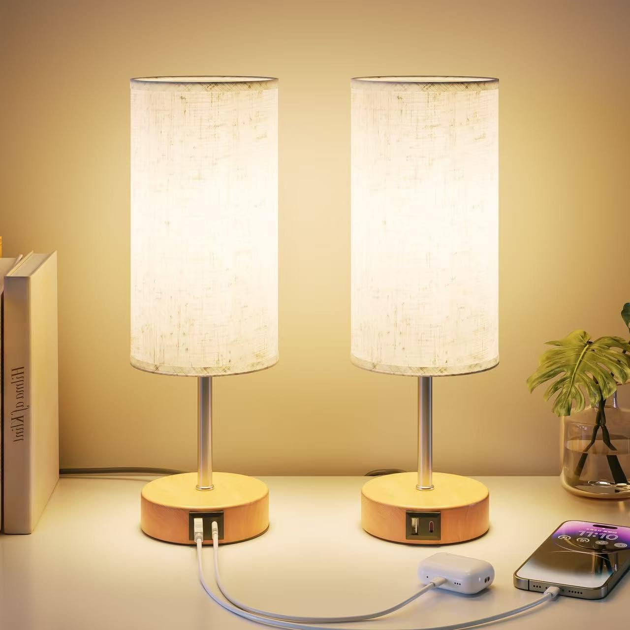 Detalle de UPXNBOR Bedside Lamps Set of 2 34.5cm