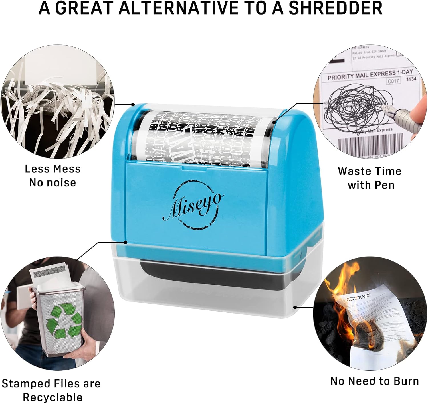 Detalle 1 de Miseyo Identity Theft Protection Roller Stamp Set - Blue (6 Refills Included)