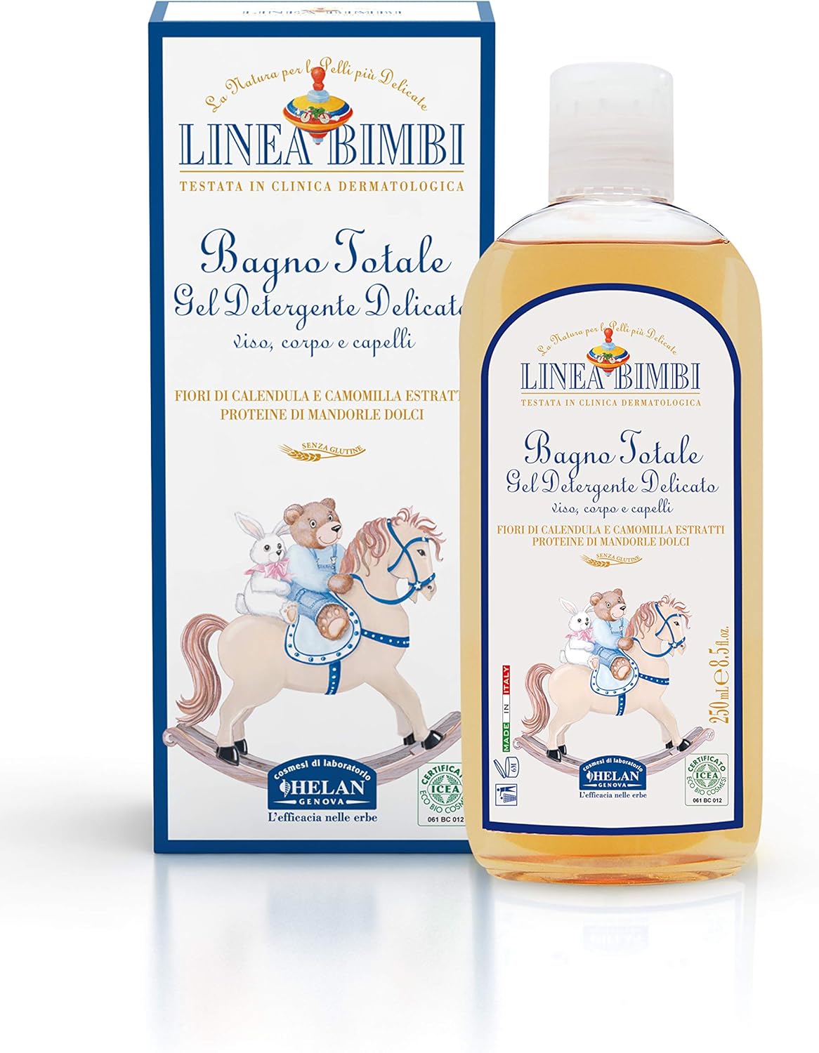 Detalle de Helan Linea Bimbi Set Bagnetto Neonato Trio: shampoo/bagnoschiuma, amido di riso e crema cambio pannolino