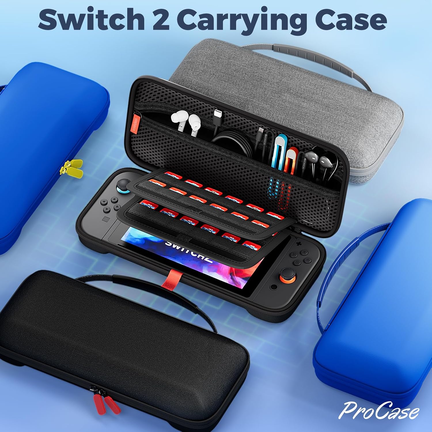 Thumbnail 5 de ProCase Carrying Case for Nintendo Switch 2 (2025) with 24 Game Card Slots – Hard EVA Travel Case, Black